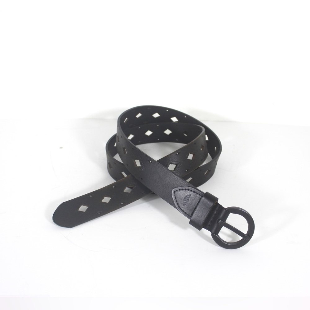 Black Pierced and Tooled Leather Belt 2X Extra Large Mens